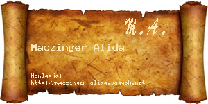 Maczinger Alida névjegykártya